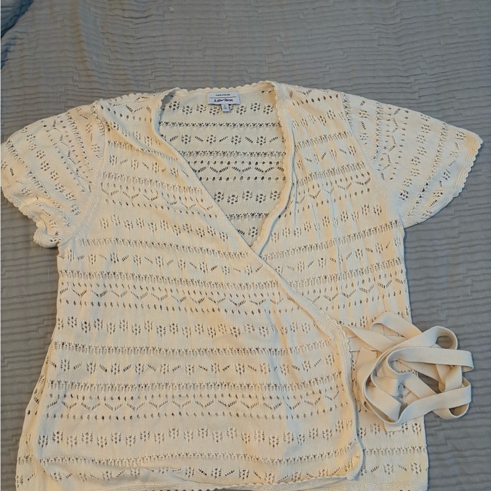 & Other Stories Cream Tie Front Wrap Blouse